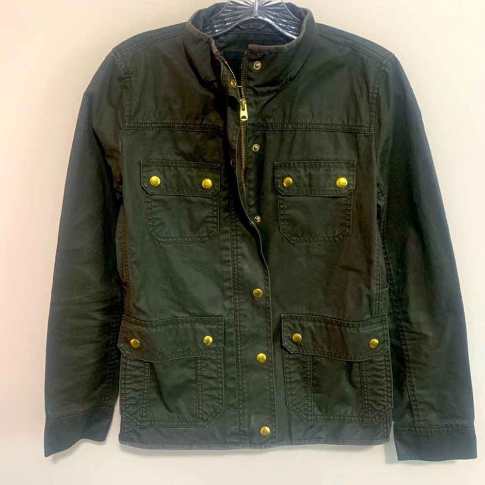 🍂 J. Crew Dark Green Utility Jacket with Gold Buttons